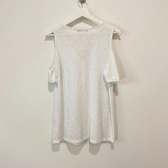 Gibson Sheer Cold-Shoulder Snow White Knit Tank Top Size M - Picture 3 of 16